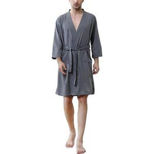 Waffle Robe, Lightweight Knee Length Kimono Bathrobe, Shower Robe for Men
